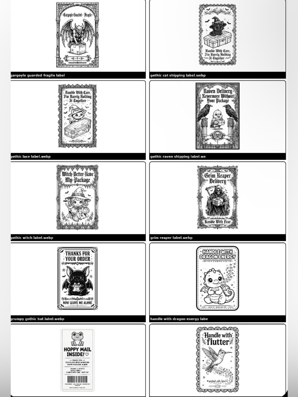 DunDat362’s Design Cute Shipping Labels - Black & White (50) 4x6 stickers - Picture 13 of 17
